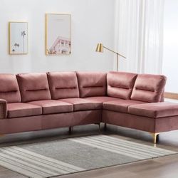 Vogue Sectional - Pink Velvet

