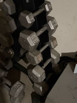 Cast Iron Hex Dumbbell Set with Rack