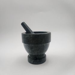 Vintage Large Modern Design Black Green Marble Mortar and Pestle Set