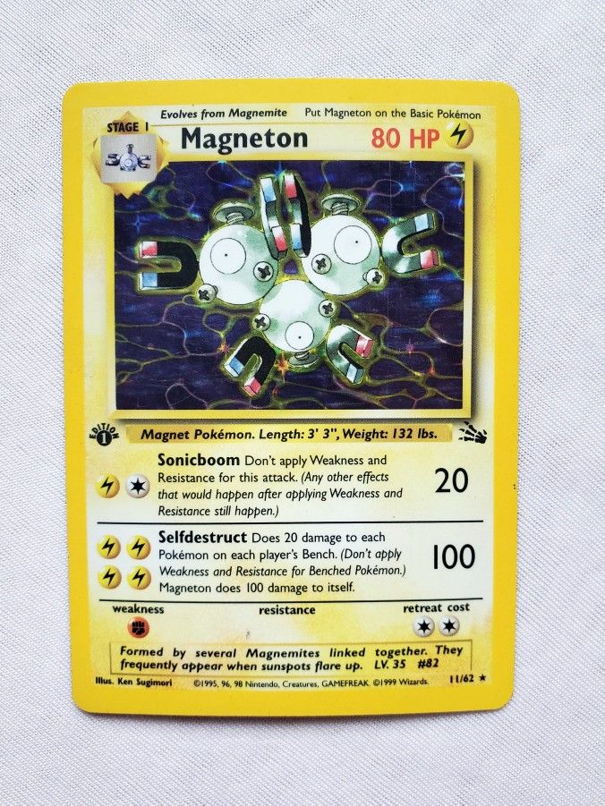 1st Edition Pokémon TCG Magneton Fossil 11/62 Holo Unlimited Holo Rare Pokemon