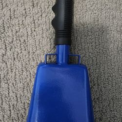Handheld Metal Cowbell Blue Grip Handle School Bell Percussion Loud