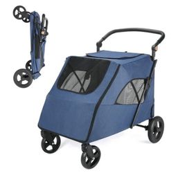 Pet Dog Stroller for Large Dogs - Wedyko Foldable Jogger 4 Wheels Pet Stroller with Adjustable Hand