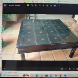 Beautiful Wood And Glass Coffee Table 