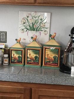 Vintage Rooster Chicken canister set