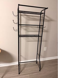 Over The Toilet Storage Cabinet, Metal Bathroom Shelf Organizer with Paper Holder
