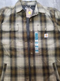 Carhartt Sherpa Lined Snap Button Flannel Jacket Size Medium 