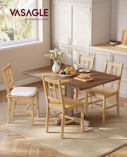 Wooden Dining Chairs, Set of 4, Kitchen and Dining Room Chairs, Removable Cushion, Curved Back, Each Supports 264 lb, Golden Oak UKDC150N14