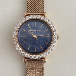 New Crystal Michael Kors Watch Rose Gold Woman’s S/m Wrist New Mint 