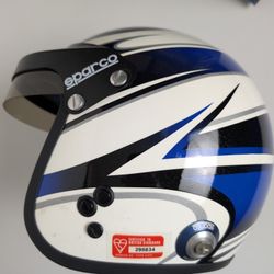 Sparco Racing Helmet Size 58 M FIA 8(contact info removed) BS6658 Blue White Used