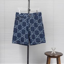 Gucci full print washed denim shorts