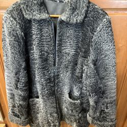 Fur Coat Karakul Grey. 