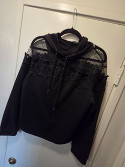 Black lace sheer hoodie