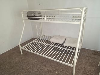 White Metal Twin over Full Bunk Bed