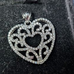 Sterling Silver Heart Diamond Charm