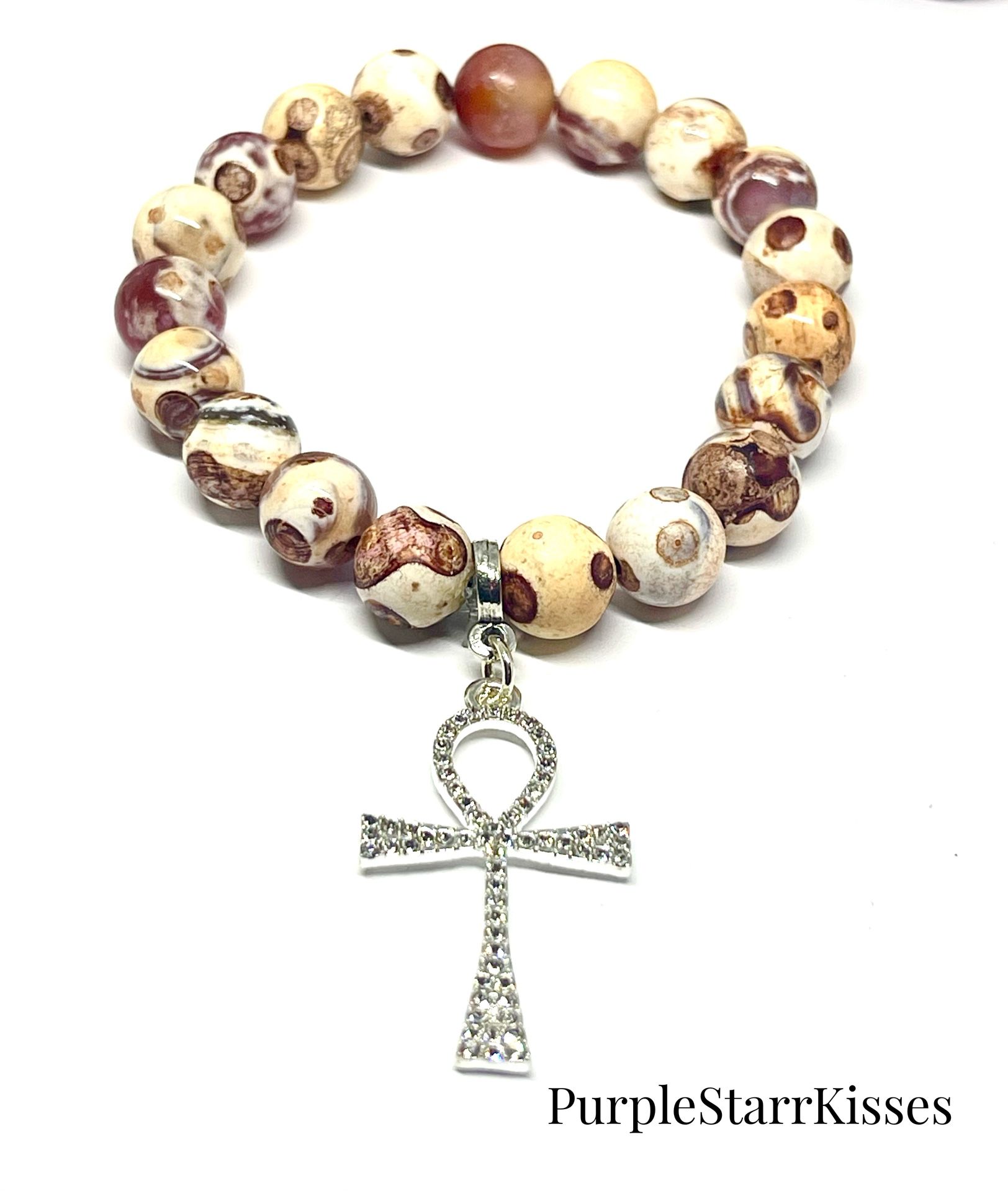 Ankh Beaded Charm Bracelet