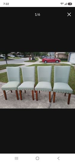 Kirklands Seafoam Green Parsons Dining Chairs With Nail Trim (4) *50.00 Firm for All* Home Furniture
