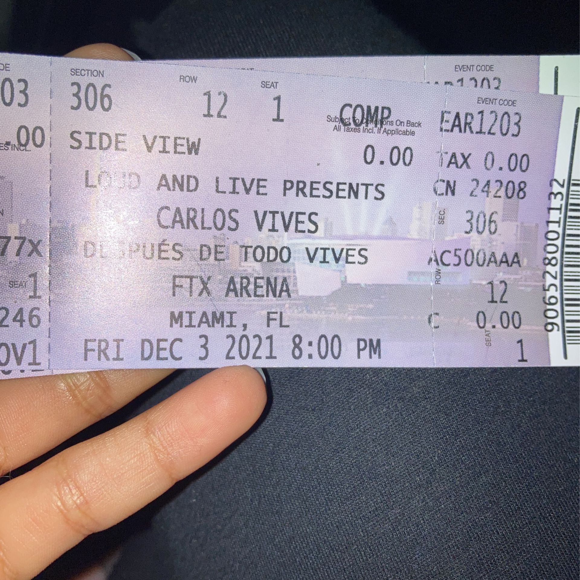 Carlos Vives Concert  2Tickets Miami 8:30 Sold Out