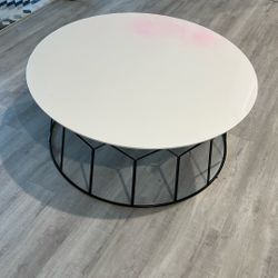 36 in. White/Black Wood Coffee Table