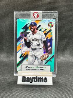 2025 Topps Pristine #194 Encased Freddy Peralta Pristine Aqua Refractor #/199