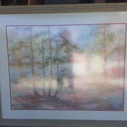 Depict Depicting A Landscape With A River Watercolor Painting By Pam Stallings 1989