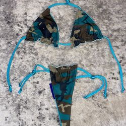 La Costanera Reversible Blue Camo Bikini 