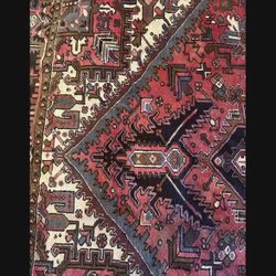 Hand knotted Red wool rug  11ft3inches X 8ft. 