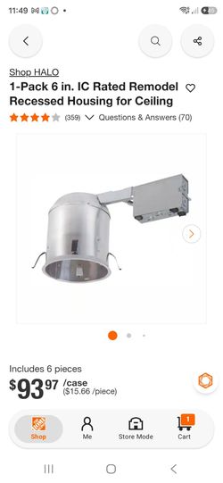 Halo 6-Pack 6 in. IC Rated Remodel Recessed Housing