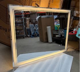 2 pcs LED Bathroom Mirror, 32x24 Inch Bathroom Vanity Mirror Wall Mounted with 3000K-6000K Adjustable, Anti-Fog, Smart Touch Button,