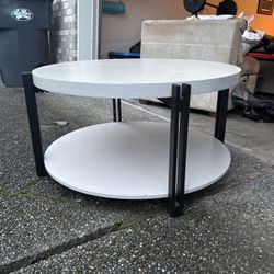 Round Gray and Black Coffee Table