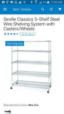 Large 5 shelf steel wire shelf with wheels
