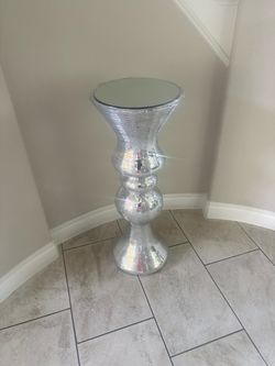 2 Mirror Mosaic Pedestal Side Table
