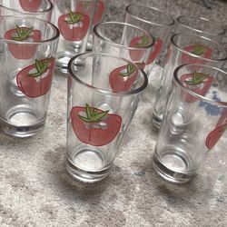 Hand-painted strawberry  Blossom Collins Type Drinking Glass (set Of 12
