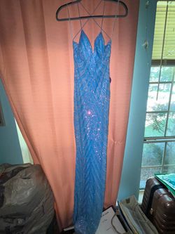 Small blue sequined prom dress- never worn