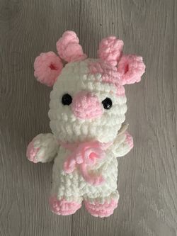Crocheted Strawberry Cow Plushie Toy