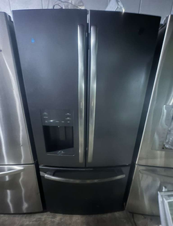 LG 3‑Door Refrigerator Black Stainless w/ Dispenser — Clean, Ready