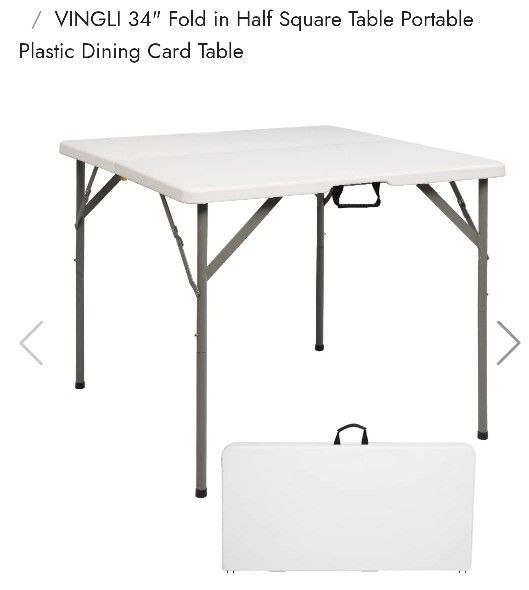 Vingli 34" Square Folding Table - White