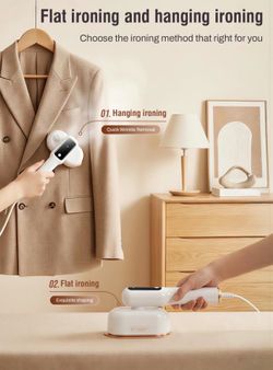 New in Box Portable Rotating Handheld Steamer 1200W, 5 In 1 Mode LCD Display White