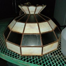15 Inch Vintage Slag Glass Tulip Shade Lamp