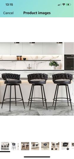 28 '' 360° Swivel Barstools Counter Bar Stools Set of 3. Black
