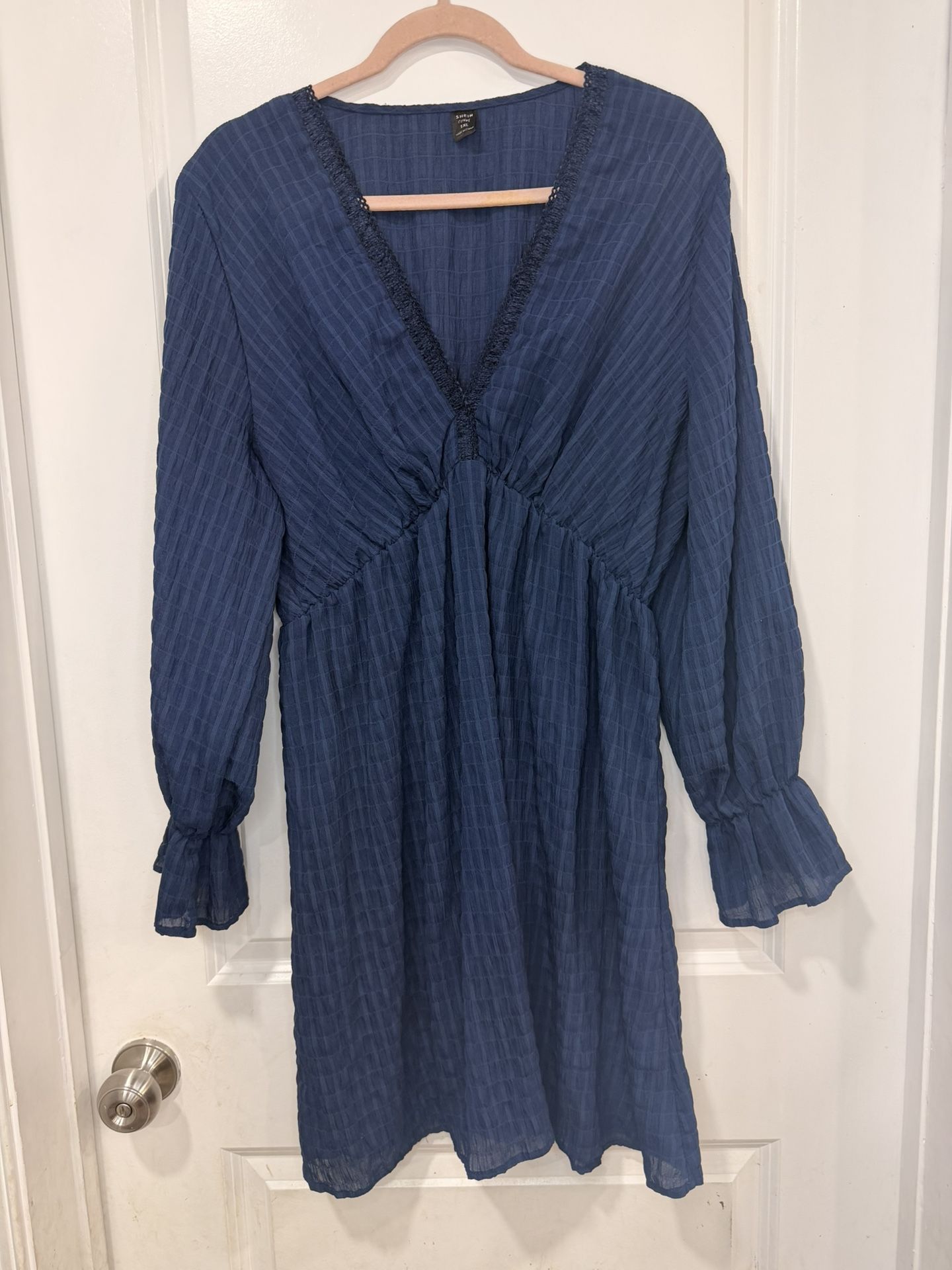 Women’s Navy Blue Deep V Neck Dress