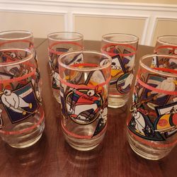 Vintage Coca Cola Winter Bear Glasses 1995 Set of Seven (7) in Original Box 