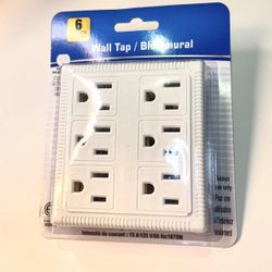  6 OUTLETS Commercial Electric Wall Tap Surge Protector - NEW! - Outlets For Bedrooms, Living Rooms , Bathrooms For electronics and Electric Devices
