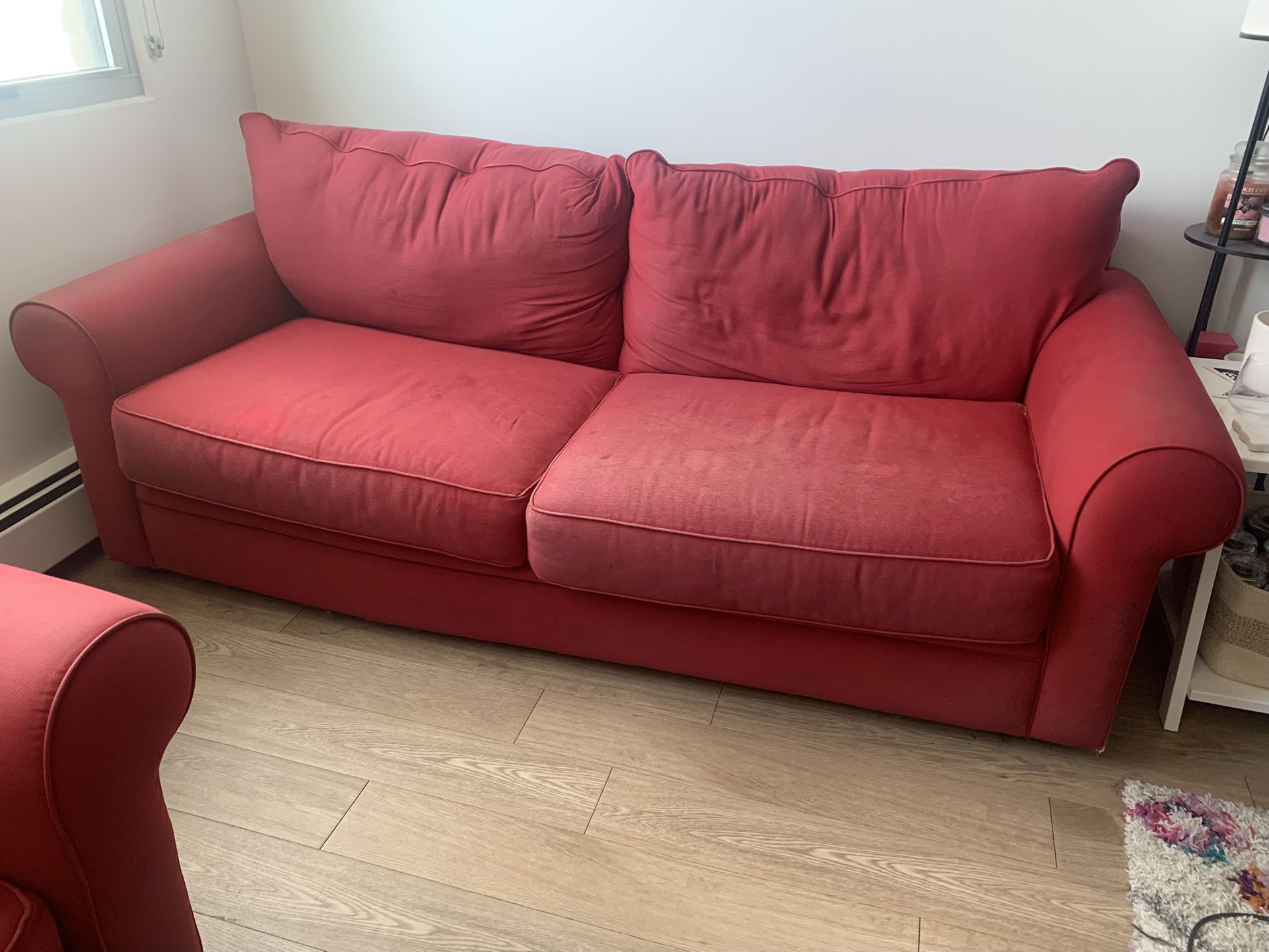 Free Red Couch and Chair Set