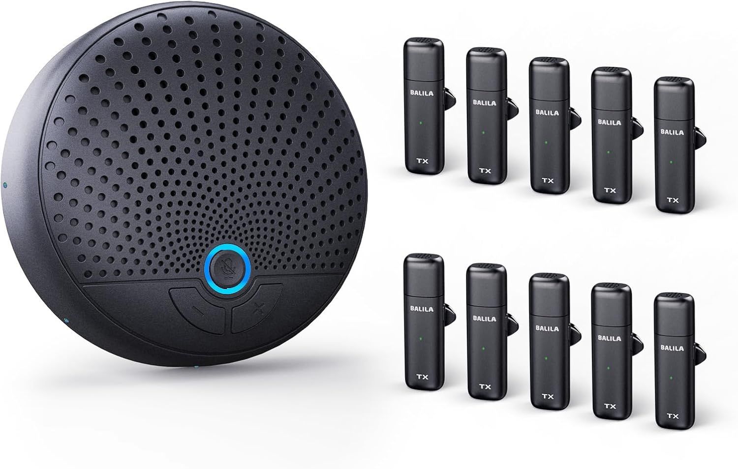 Conference Speaker and Microphone, 10 AI Mics 360° Voice Pick Up & Noise Reduction, USB Speakerphone for 10-15 People Conference Room, Compatible with