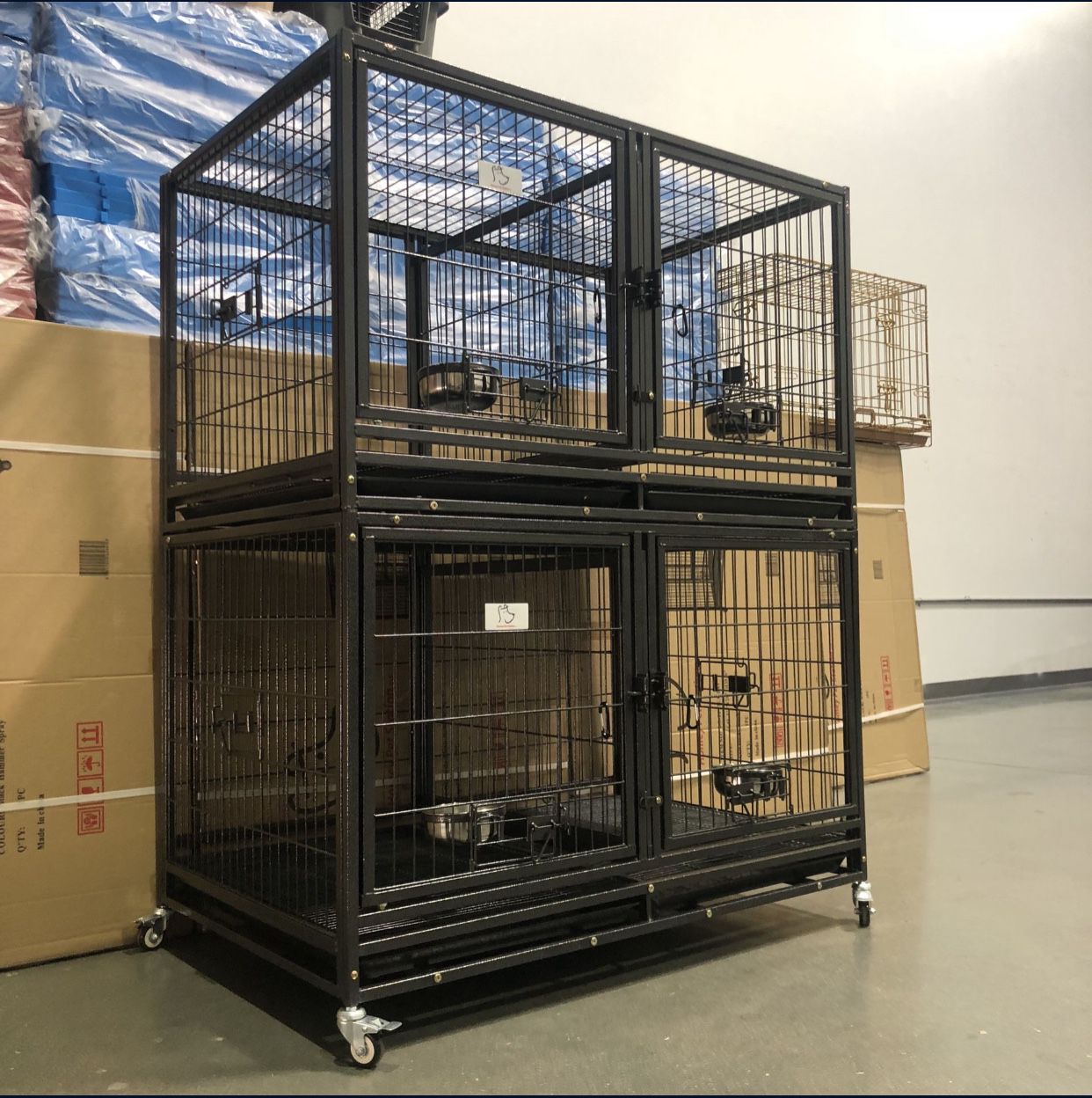  ✅ New Heavy duty Comfy Kennel Crate Cage W/ Trays & Casters 🐶Dimensions in pictures 🐶🐶