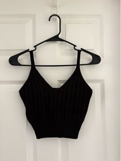 Women's Stretchy V-neck ribbed texture Tank Top. Color black. Size XL. No tag. No brand.