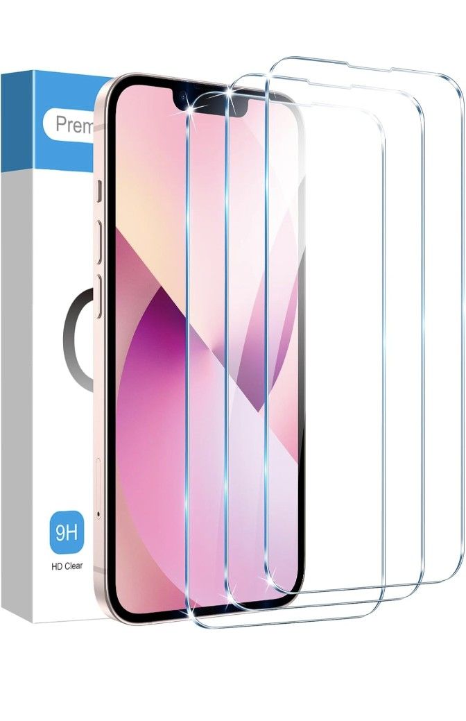 [3 Pack] iPhone 13/13 Pro/14 Screen Protector, 9H Tempered Glass Case Friendly HD Film Accessories iPhone 13 13Pro 14 6.1"