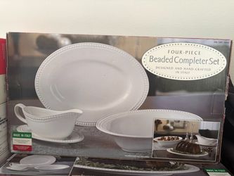 Beaded completer serving plate set (4 piece ceramic)