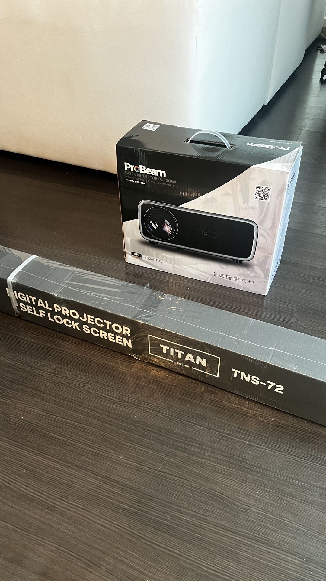 ProBeam 8K Laser Projector W/ Self Locking Screen - Indoor/outdoor Home Cinema