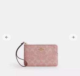 coach pink denim wristlet